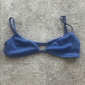 Blue Ribbed Bikini Top
